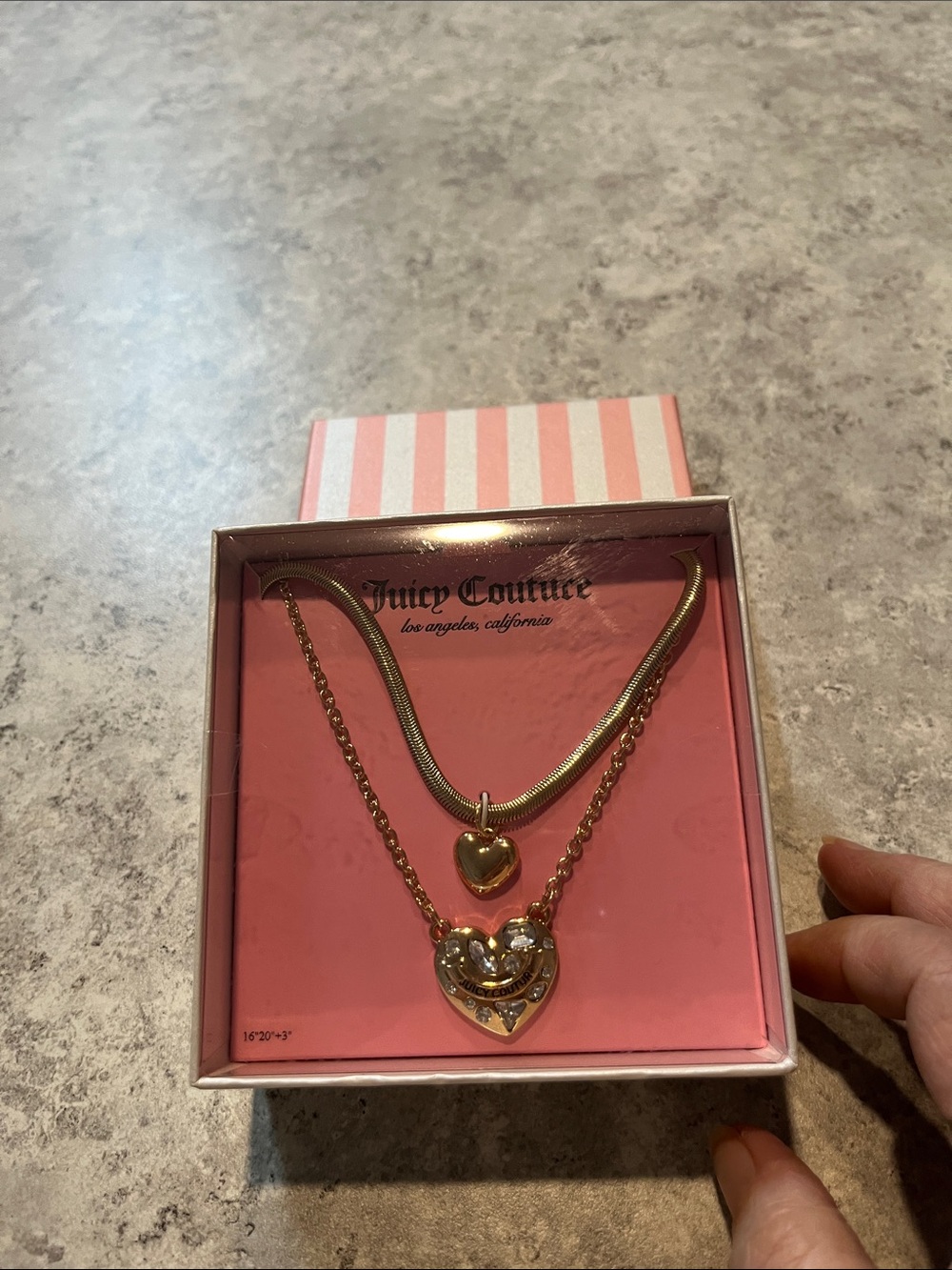 Juicy Couture Gold Layered Heart Necklace with Crystal Accent
